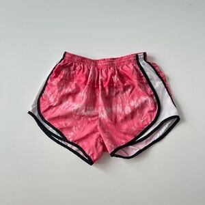 Nike pink and white tie dye shorts